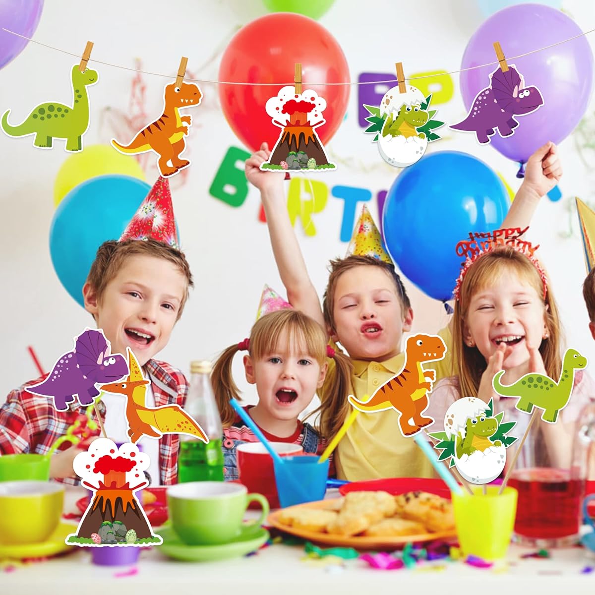 24 Pieces Dinosaur Party Centerpieces Table Decorations Dinosaur Small Centerpieces Table Toppers Kids Dinosaur Theme Birthday Party Supplies Baby Shower Decorations