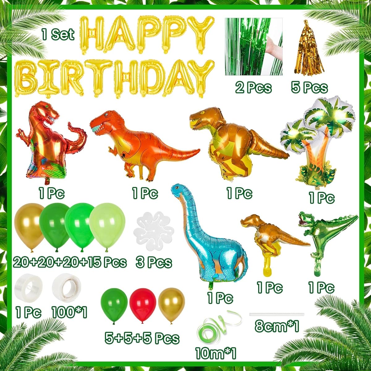 XXL Dinosaur Balloon Birthday Decoration Set, Dinosaur Themed Decorations, 3D Foil Dinosaur Balloons, 100cm Jumbo Dinosaur Balloons, Perfect for Birthday Party Supplies, Kids Room Decoration