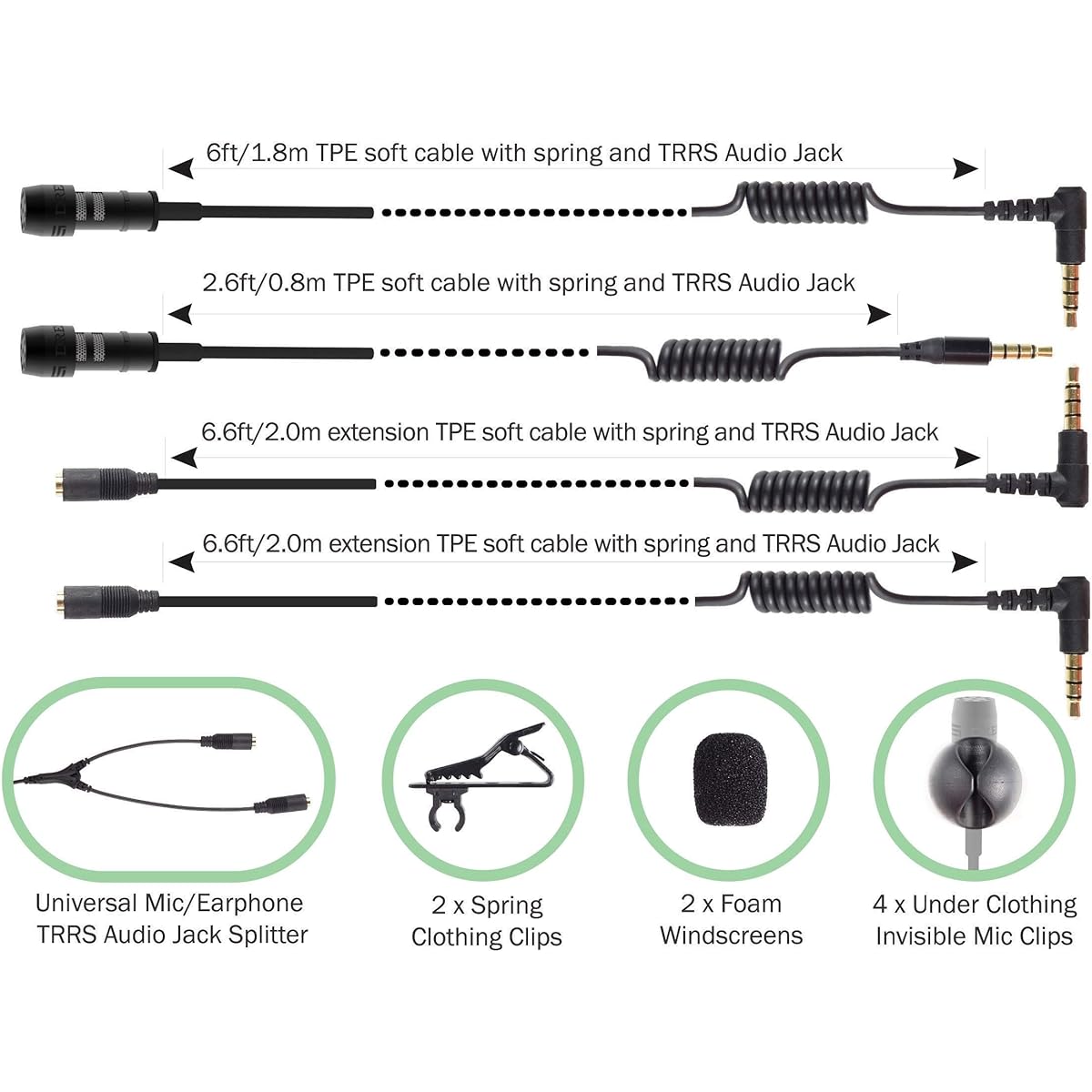 2HD Lavalier Lapel Microphone Full Accessory Pack DREAMGRIP LAV PRO for iPhone Samsung and Other Phones with Enhancements, Invisible Mic Holder and More, Best Studio Quality Sound Kit for YouTubers