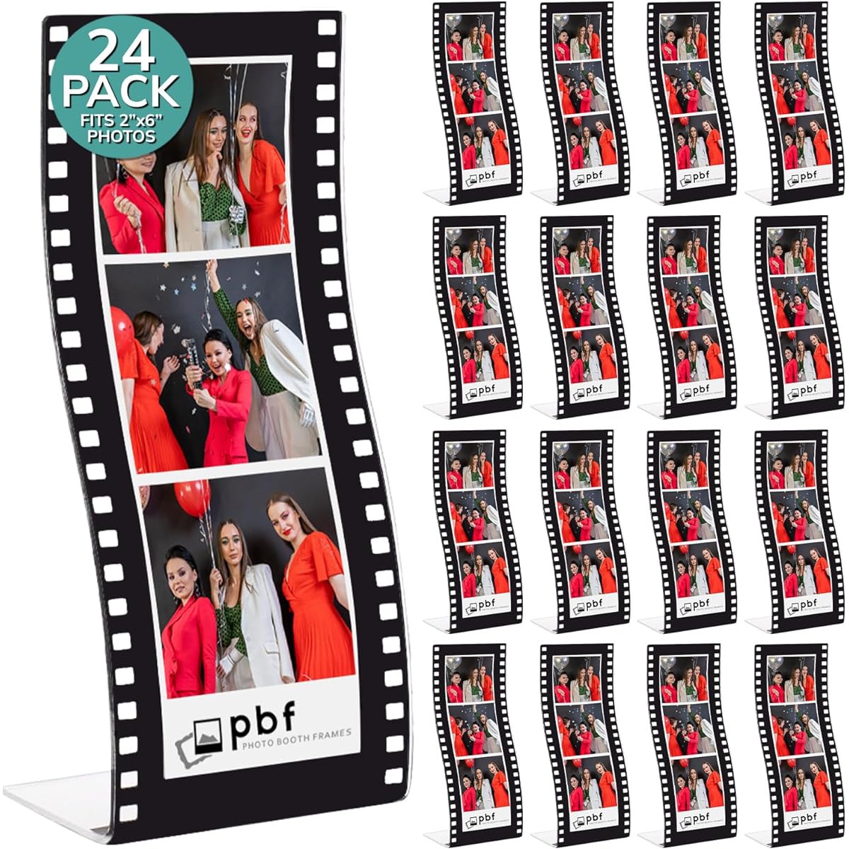 Acrylic Wave Shaped Movie Film Photo Booth Frame Curved Hollywood Style Photo Booth Frame 2x6 Clear