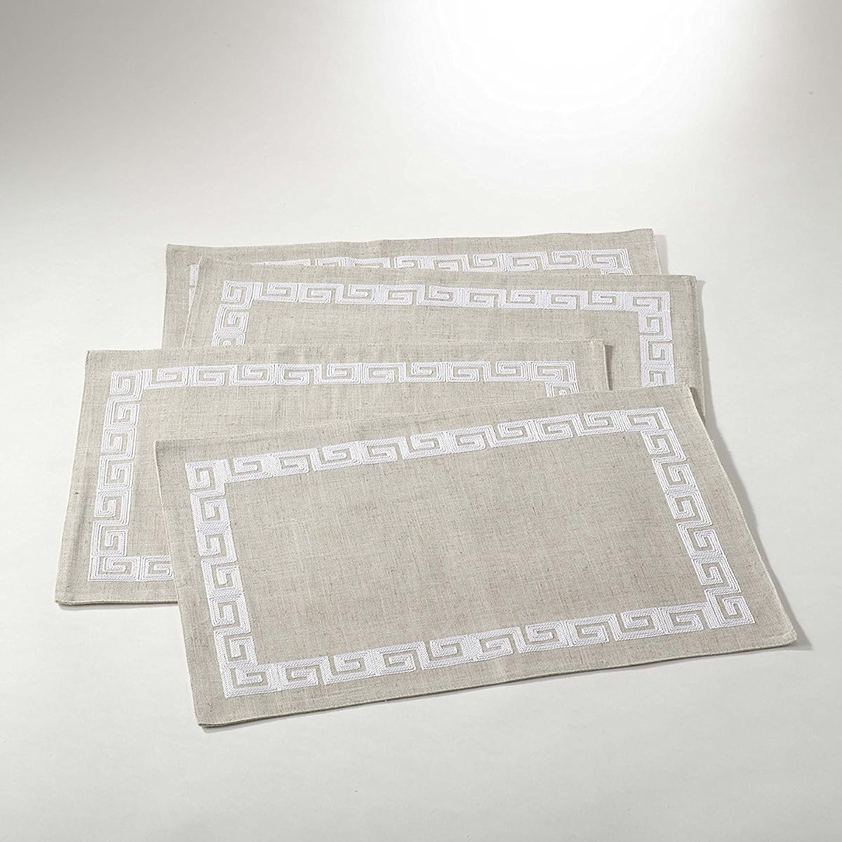 Fennco Styles Calypso Stitch Greek Key Table Runner (Set of 4 13"x19" Placemats)