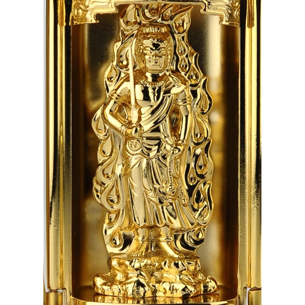 Buddha statue Fudo Myoo with Zushi (gold plated/24K gold) Buddhist sculptor: Keiaki Watanabe Prototype ___ (born in the year of the Rooster) Zodiac guardian principal image Zodiac Takaoka bronze ware (Fuudou Myouou)