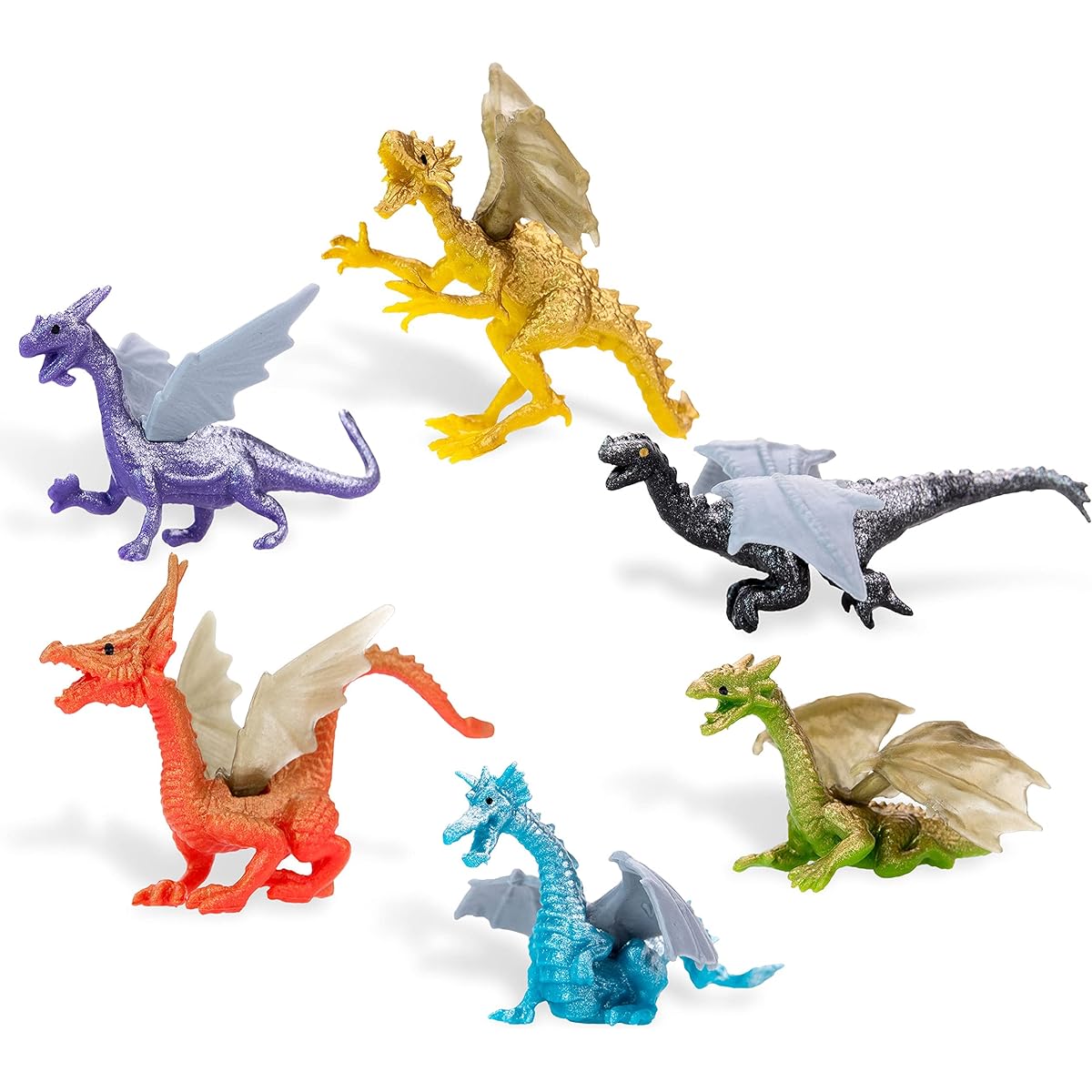 Bulk Toys - 2 Inch Dragon Toys - 100 Pieces Dragon Playset for Party Favors - Pinata Stuffers - Goodie Bag Supplies - Bulk Gifts for Kids - Vending Machine Toys