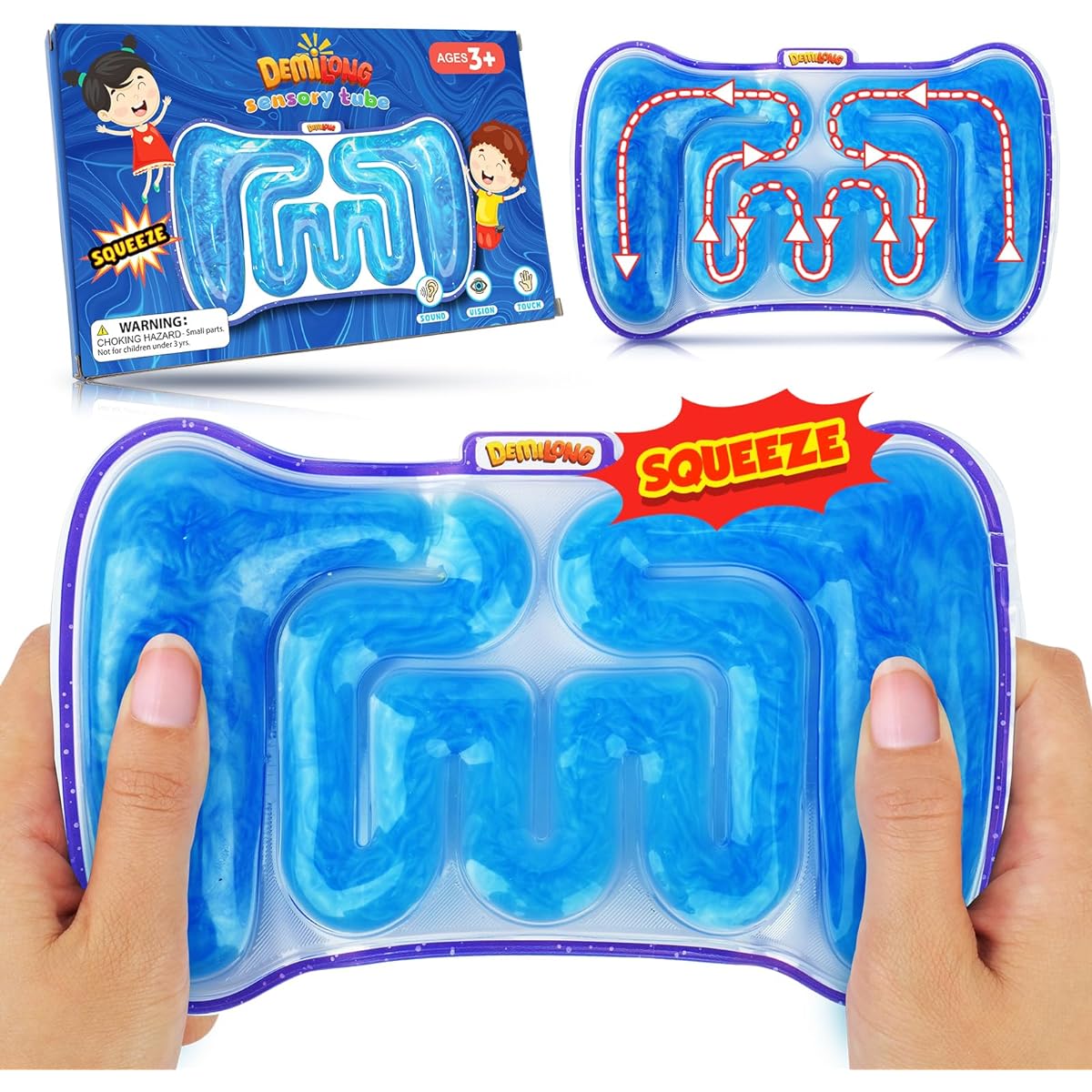 Squishy Autism Sensory Toys for Kids - Fidget Toys, Sensory Tubes with Goo, Squishy Sensory Toys for Autistic Children, Calming Toys, Anxiety, Classroom Giveaways, Goodie Bag Stuffers