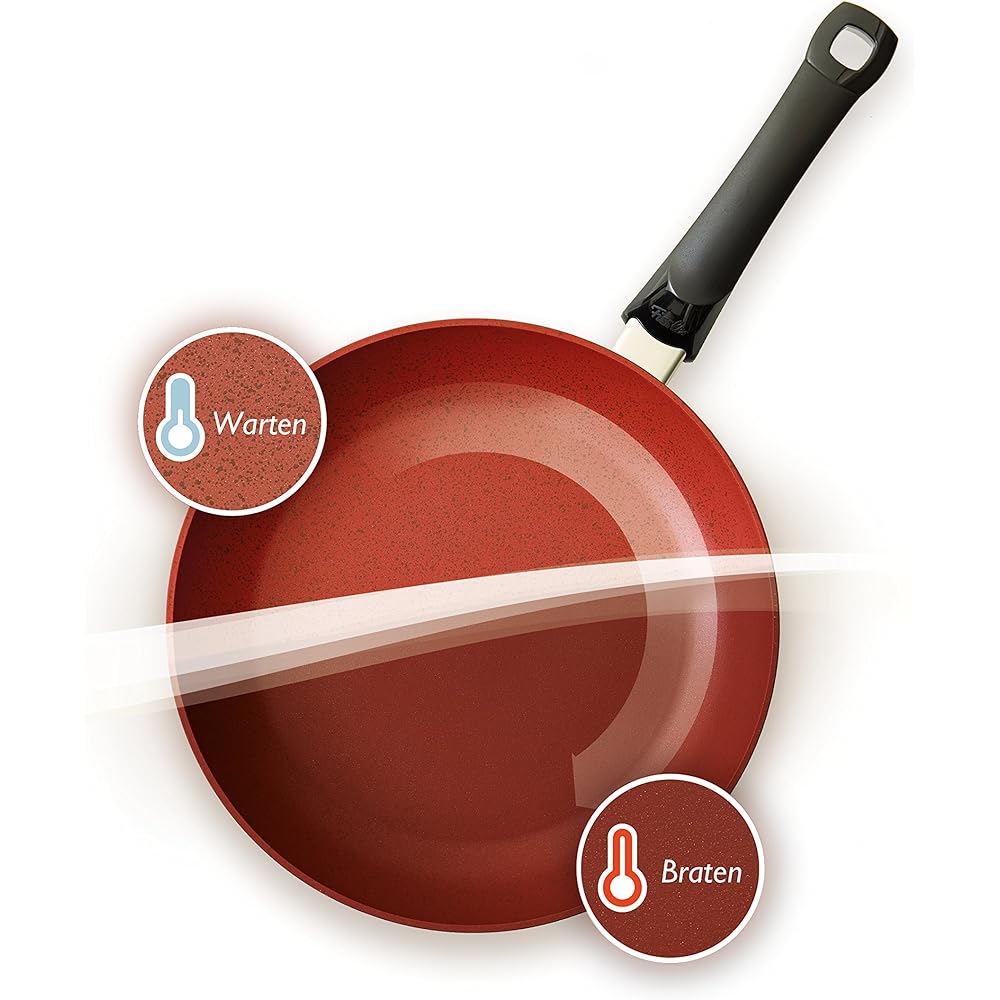 Fissler Frying Pan 24cm IH Compatible Sensor Red Gas Fire/IH Compatible Thermosensitive Coating Made in Germany [Authorized Japanese Product] 157-303-24-100