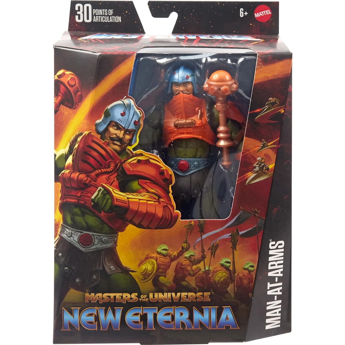 Mattel Masters of the Universe Masterverse New Eternia Man-at-Arms 30 Joints Interchangeable Heads Hands & Mace MOTU Toys, HYC48