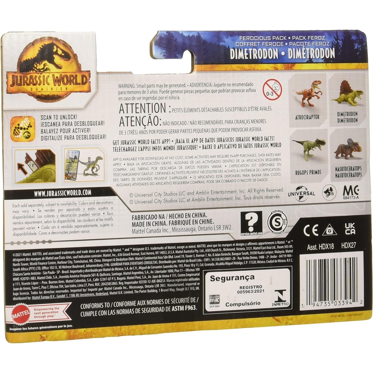 Jurassic World Dominion Ferocious Pack Green Dimetrodon