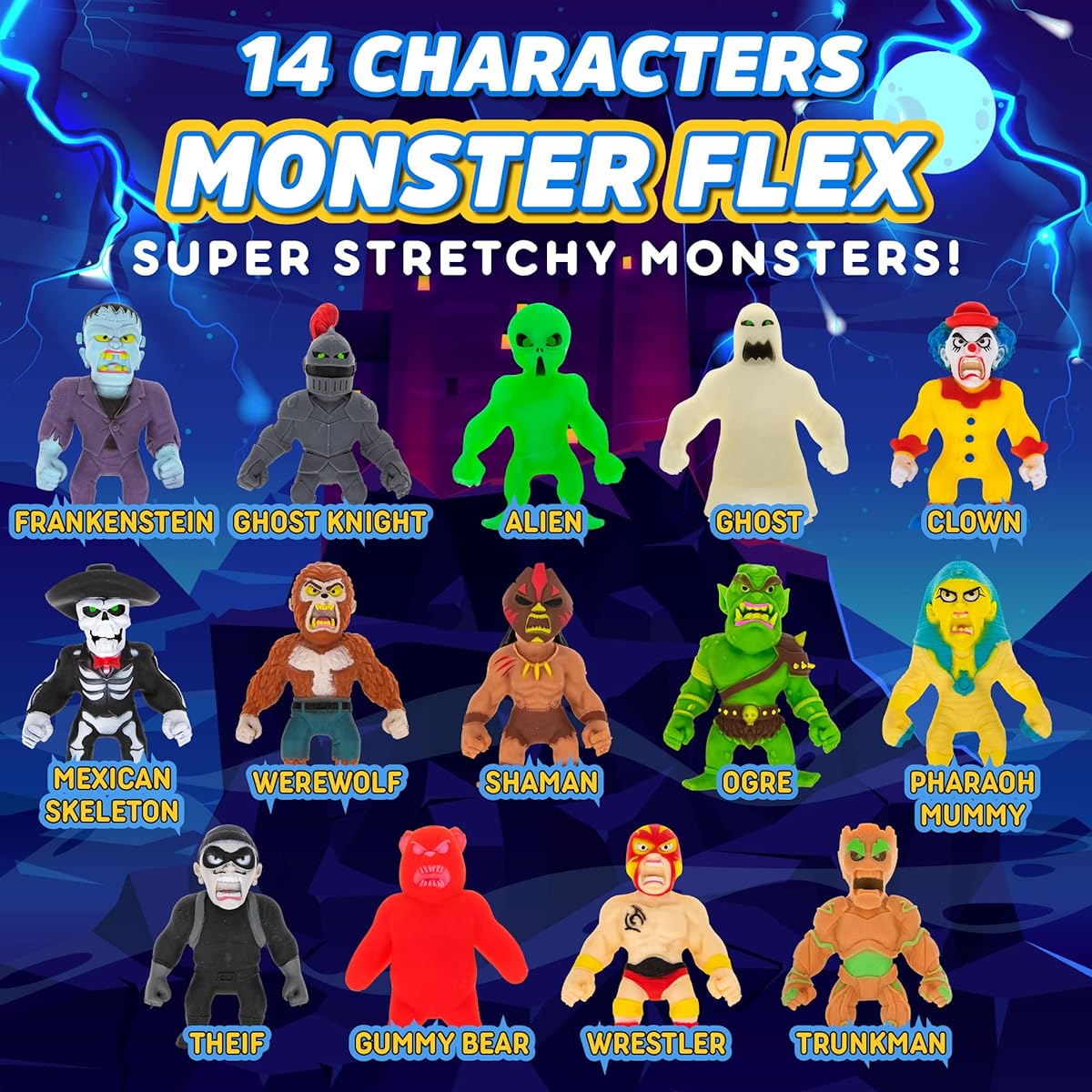 Monster Flex Stretch Toys for Boys and Girls - 14 Unique Creepy Stretch Monsters Monster Stretch Guy Toys Kids Birthday Gifts Party Favors Sensory Fidget Stress Toys for Kids Series 3 (Tree Man)