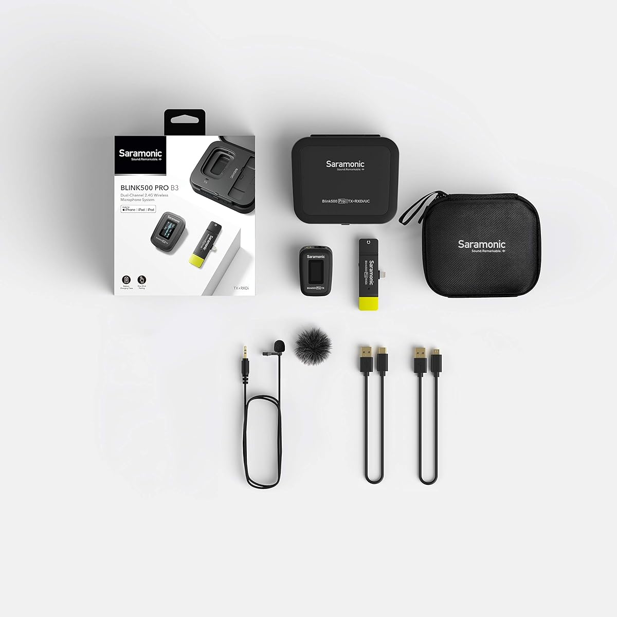 Saramonic 2.4G Wireless Microphone System, 1 Transmitter + 1 Receiver (Lightning Output) Set, Black BLINK500 PRO B3-JP