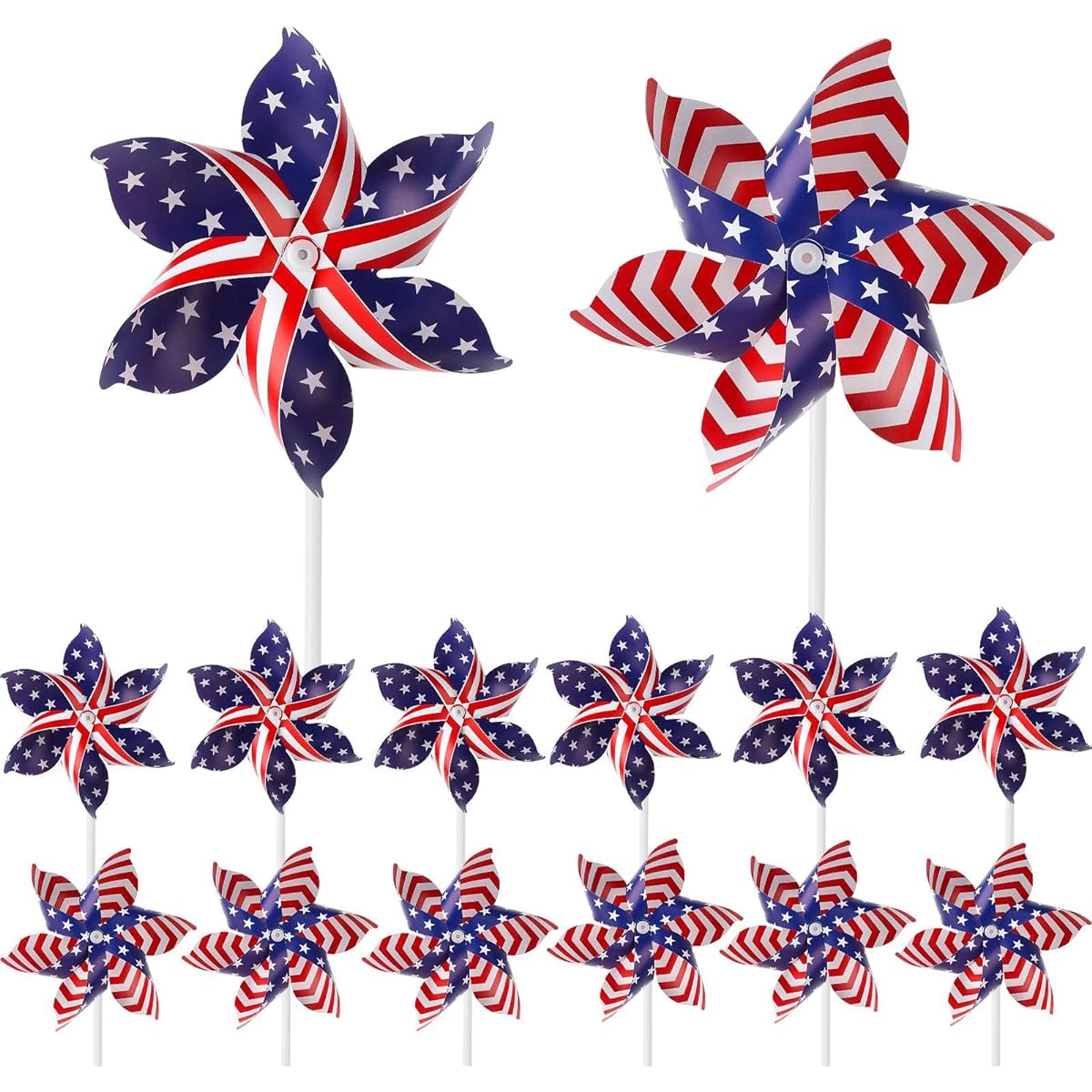 American Flag Patriotic Windmill Independence Day Windmill US Stars and Stripes Windmill with Instructions Yard Windmill Pinwheel Wind Spinner for Kids Adults, 4th of July Decorations for Yard Lawn (30)