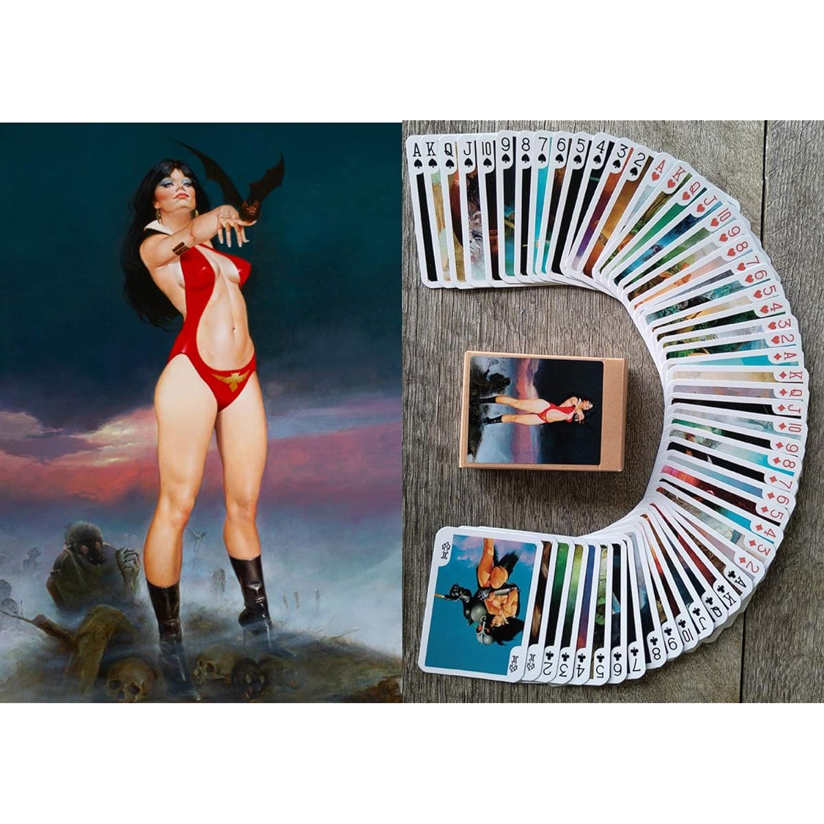 Vampirella Playing Cards (Poker Deck 54 Cards All Different) Vintage Fantasy Comic Art Enriched Torres