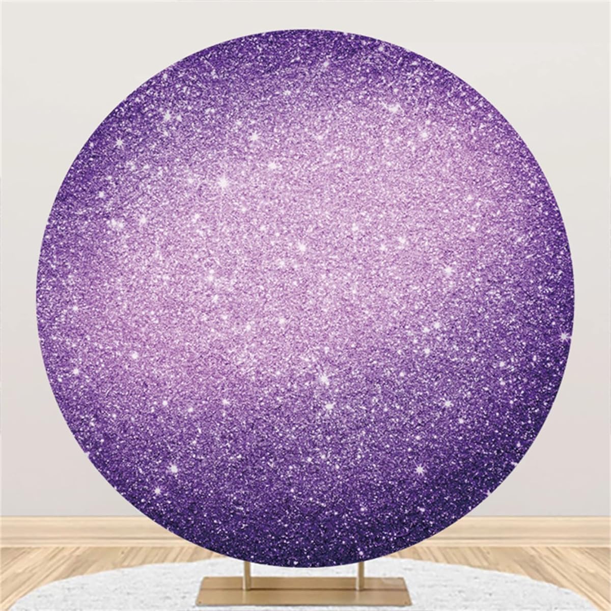 Canessioa 7x7ft Purple Round Backdrop, Sparkly Violet Purple Sparkly Glitter Round Background Cover for Photography Baby Shower Bridal Shower Birthday Party Purple Circle Backdrop Polyester