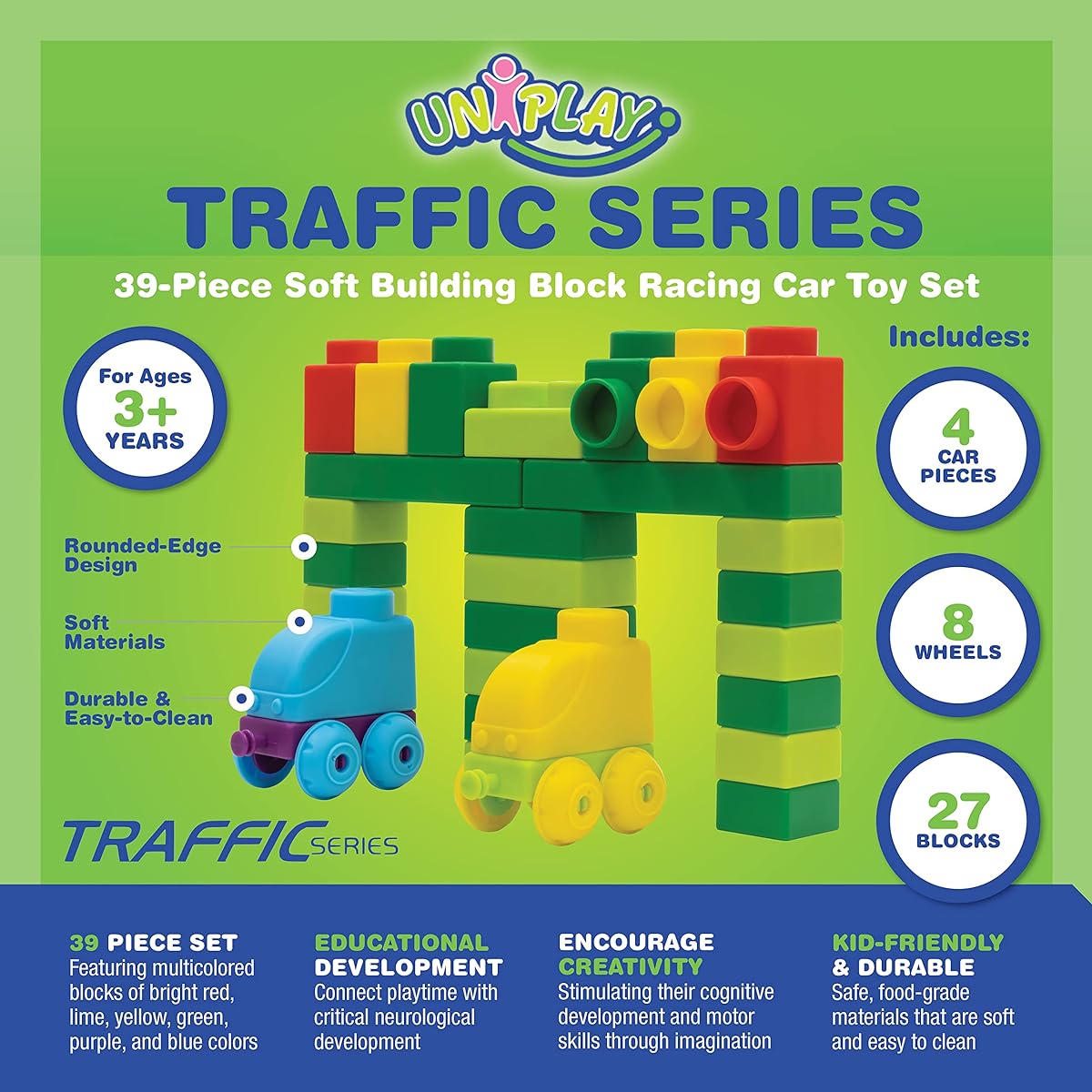 UNiPLAY Traffic Series - Soft Building Blocks - Games & Toys for Toddlers - Cars (Racing Car Set)