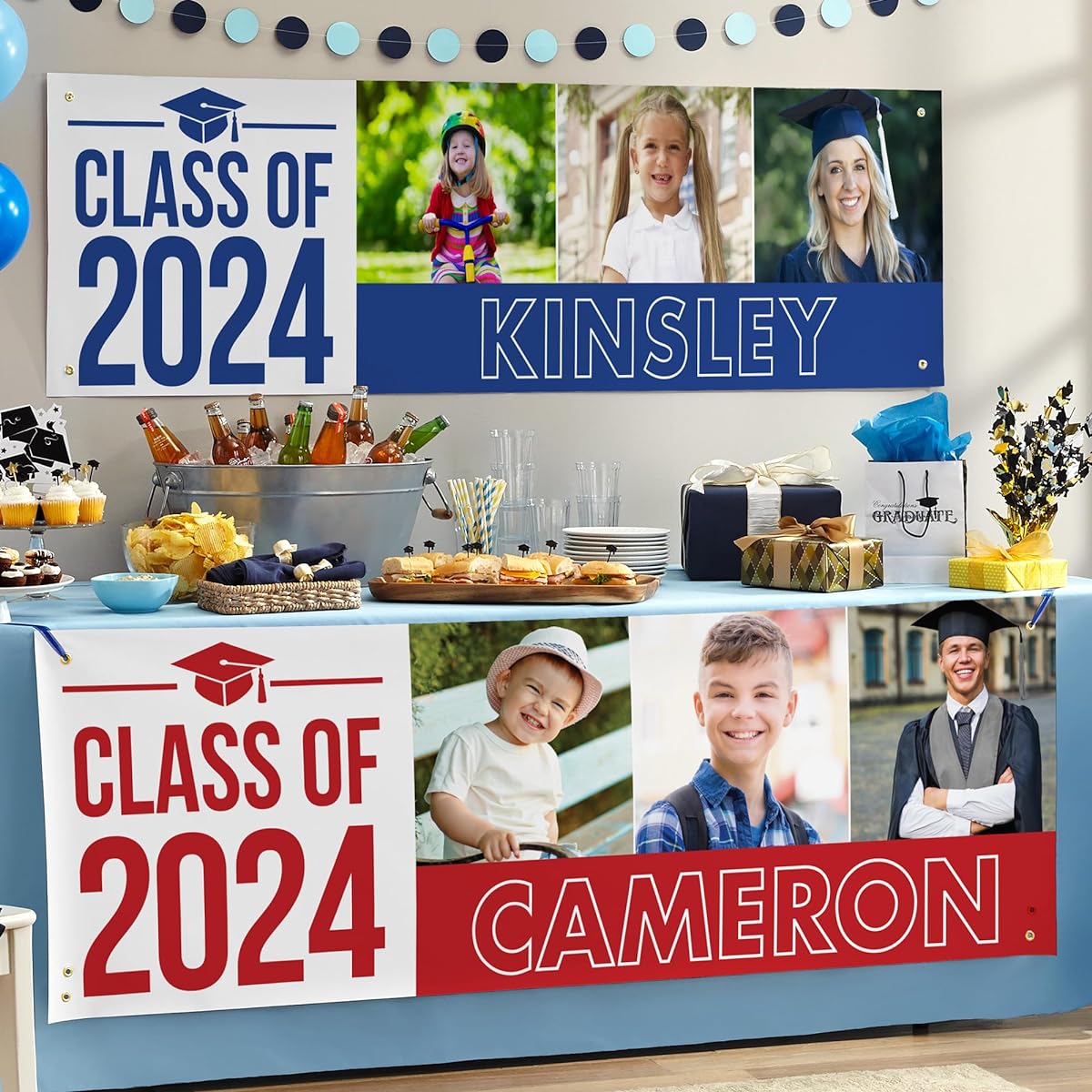 Let's Make Memories Personalized Mark the Years Graduation Banner - 2000-6ft - Blue