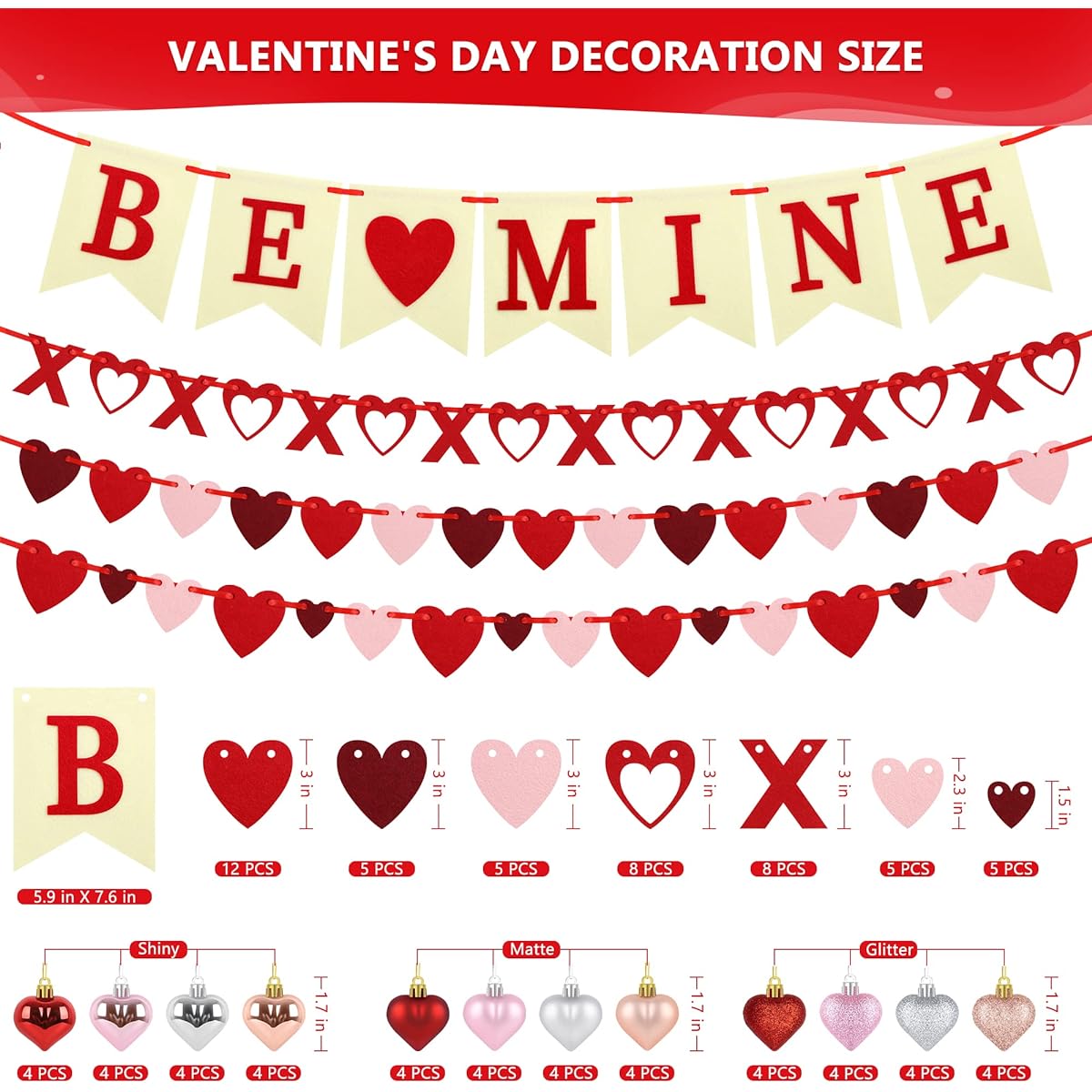 Valentine's Day Banner Tree Heart Decoration