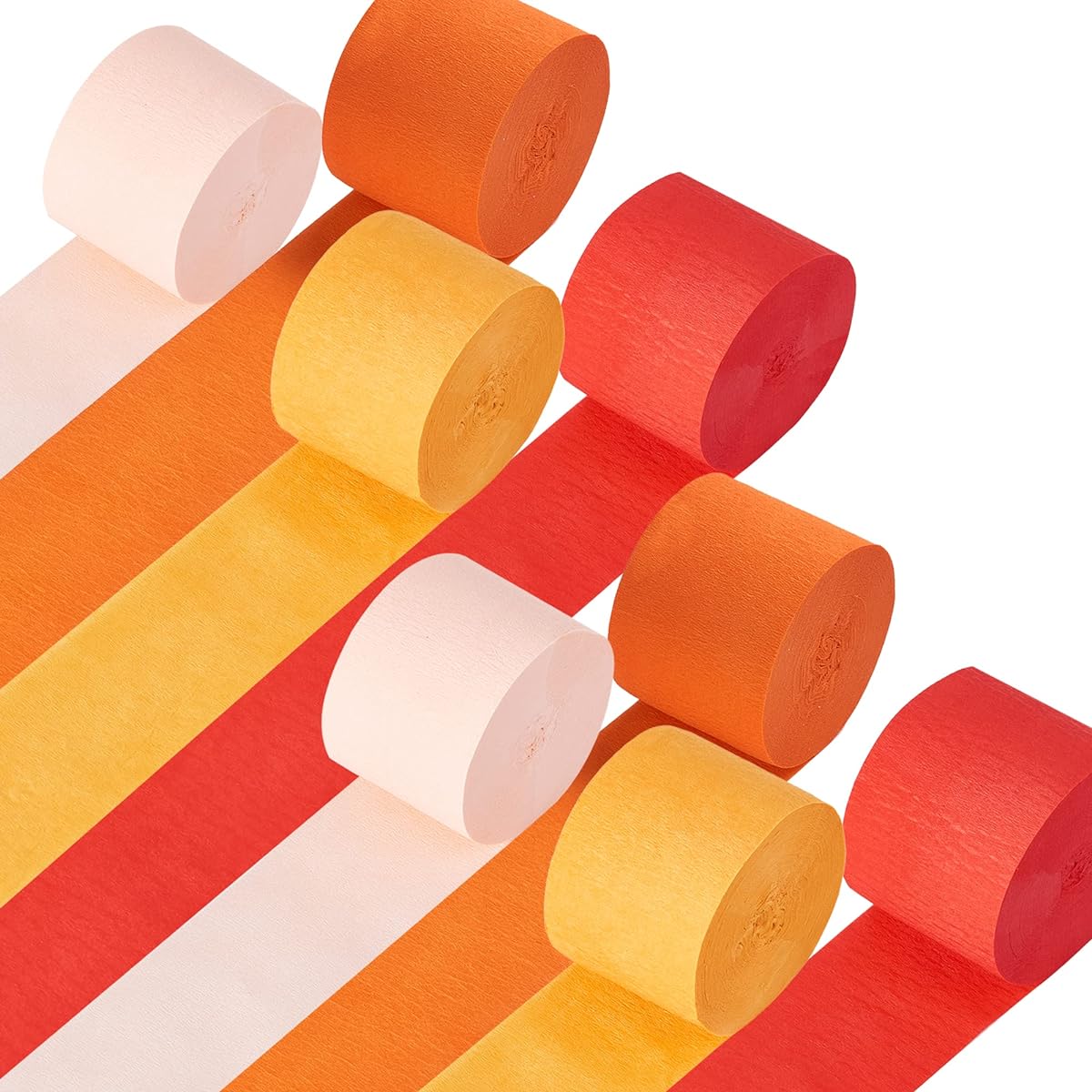 HDO Crepe Paper Streamers 8 Rolls 656 Feet Party Streamer Kit Pink Yellow Orange Red Streamers for Birthday Anniversary Baby Shower Bridal Shower Thanksgiving Party Decorations 1.8" x 82 Feet/Roll