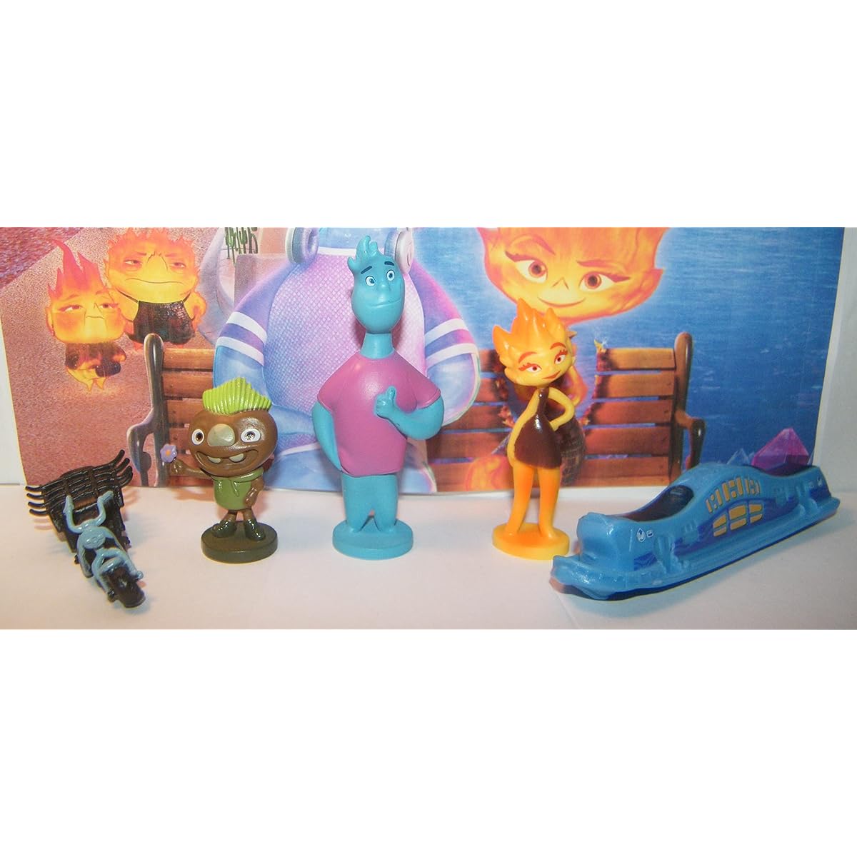 Elemental Movie Figure Set - 12-Piece Set with 10 Sleek Figures and 2 Stickers, Including Wade, Ember and All Your Favorite Elemental Characters