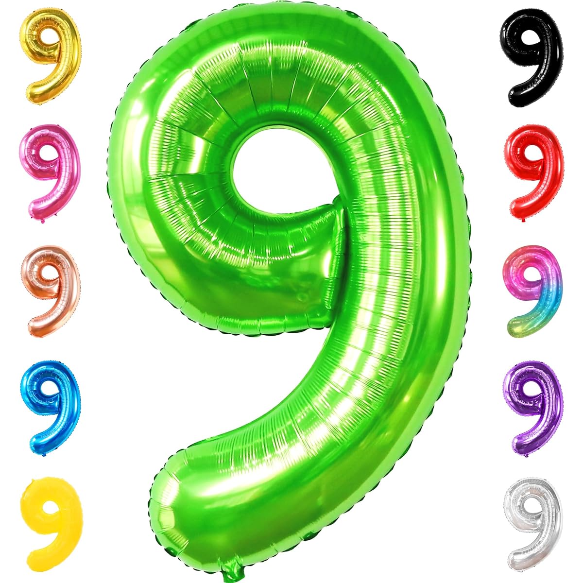 KatchOn Light Green Number 9 Balloon - 40 Inches | Green 9 Balloon Number 9 Year Old Boy Birthday Decorations | 9 Year Old Neon Party Decorations | Luau 9 Year Old Balloons for Luau Party Decorations