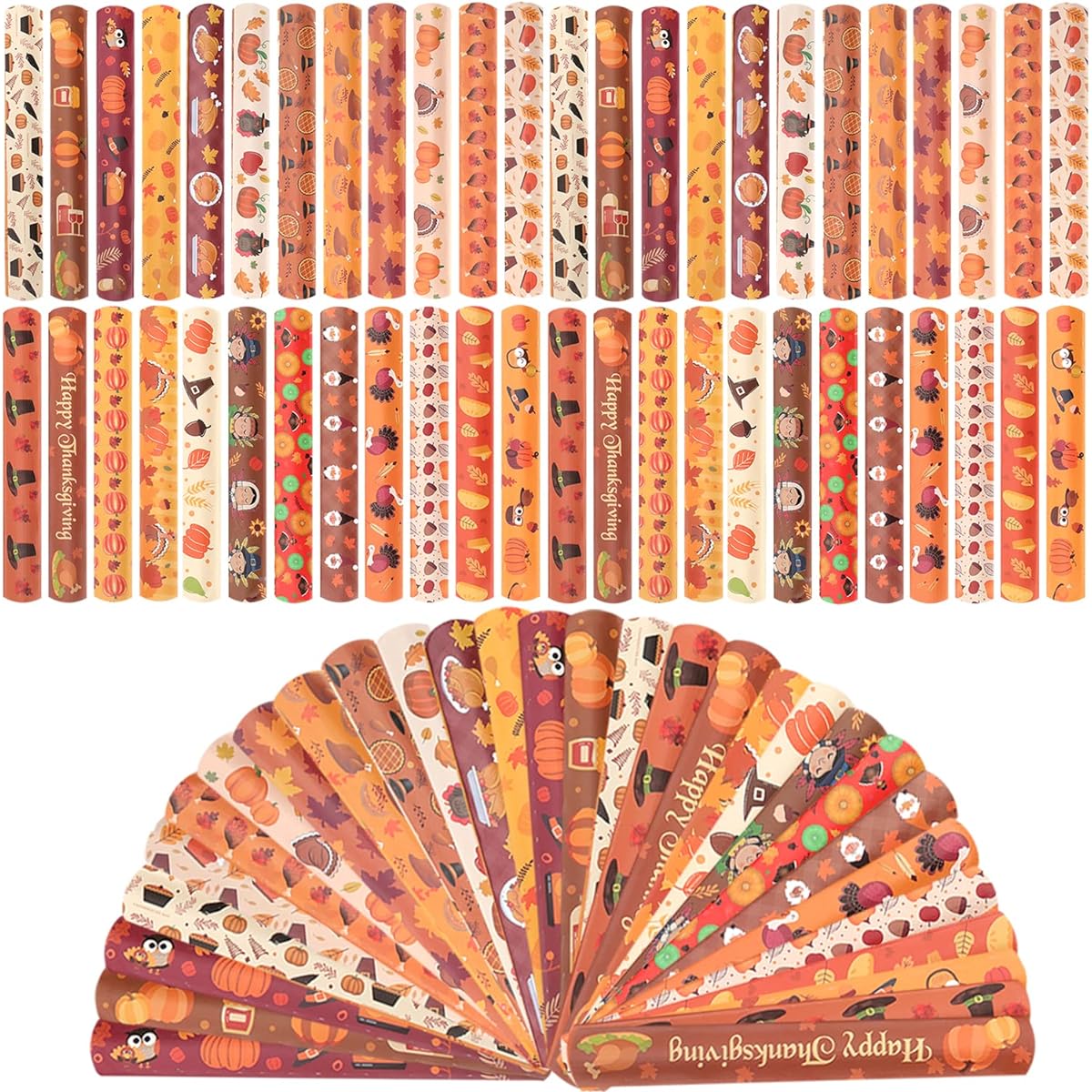 Thanksgiving Themed Slap Bracelets 96 Pieces Thanksgiving Party Favors Fall Party Favors 24 Styles, Armansite Garnet