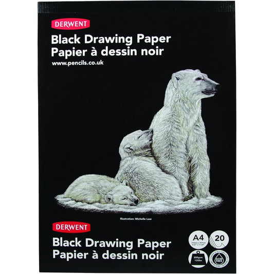 (A4, Portrait) - Derwent Sketch Pad, A4, Portrait, 21cm x 30cm Page Size, 20 Black Pages (2300468)