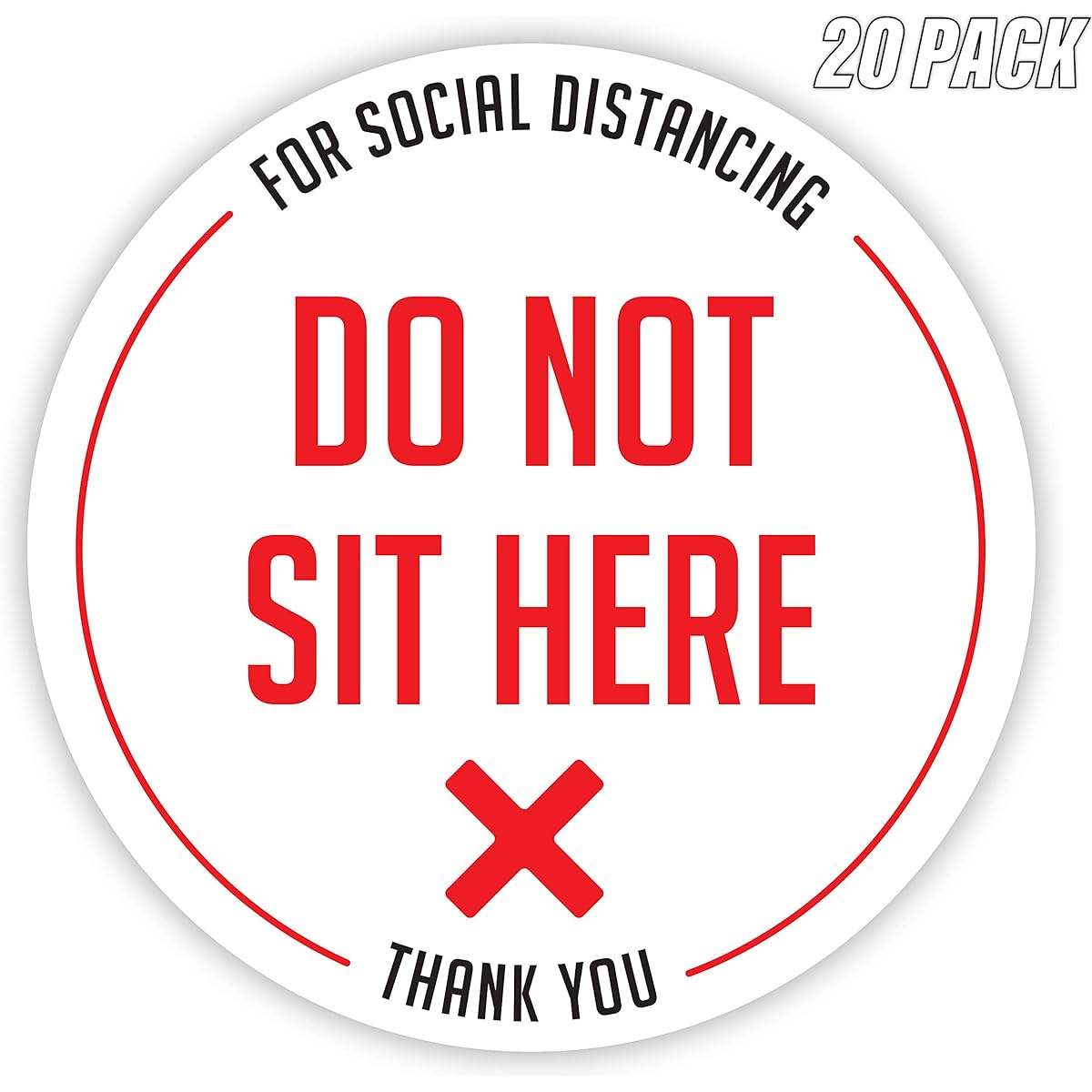 "Do Not Sit Here" Signs | Social Distancing Sheet Stickers | Social Distancing Decals | 20 Pack | 4"