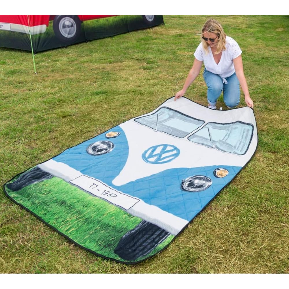 [Volkswagen] Leisure Seat Thick Quilted Large Waterproof Blanket 200cm x 150cm for 4 People (Official Licensed Product) Blue [Parallel Import]