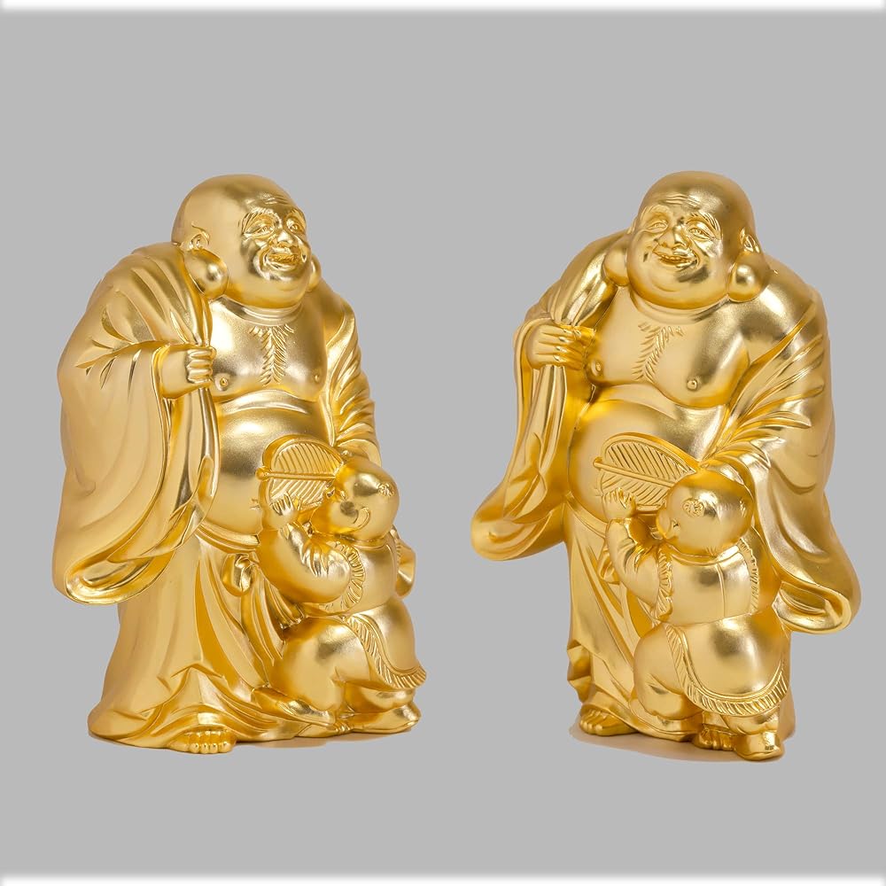 Seven Lucky Gods of Good Luck Clothes (Gold Plated/24K Gold) Buddhist Artist: Hideun Makita Original Sculptor_Buddha Statue Ornament Takaoka Copperware (Hotei 7fg)