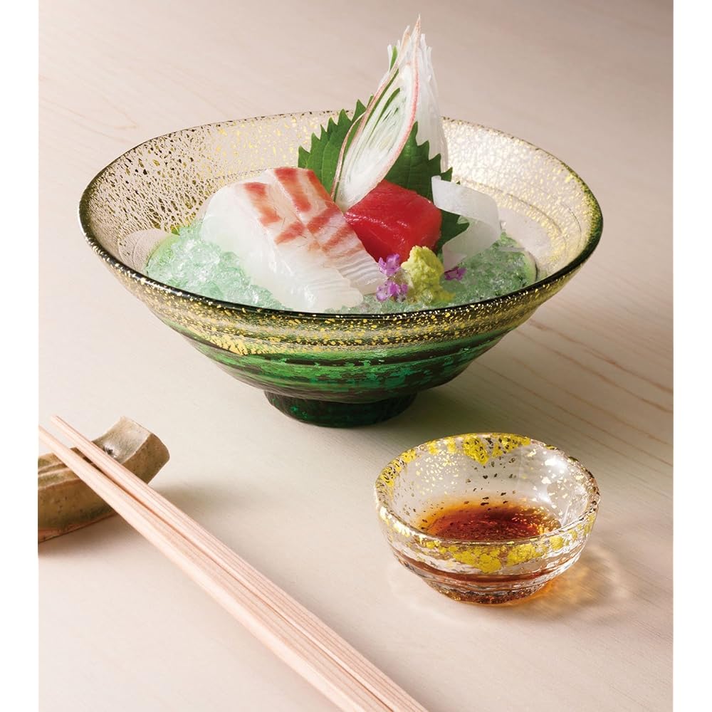 Toyo Sasaki Glass Large Bowl Blue Approx. φ15 x 5.8cm Gold Leaf Bowl Deep Blue Made in Japan 43230G-SHB