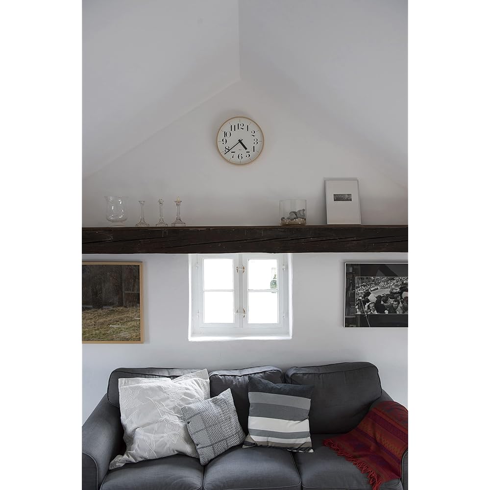 Lemnos Wall Clock Riki Radio Clock Analog Wooden Frame Natural Wood WR20-02 White 25.4cm