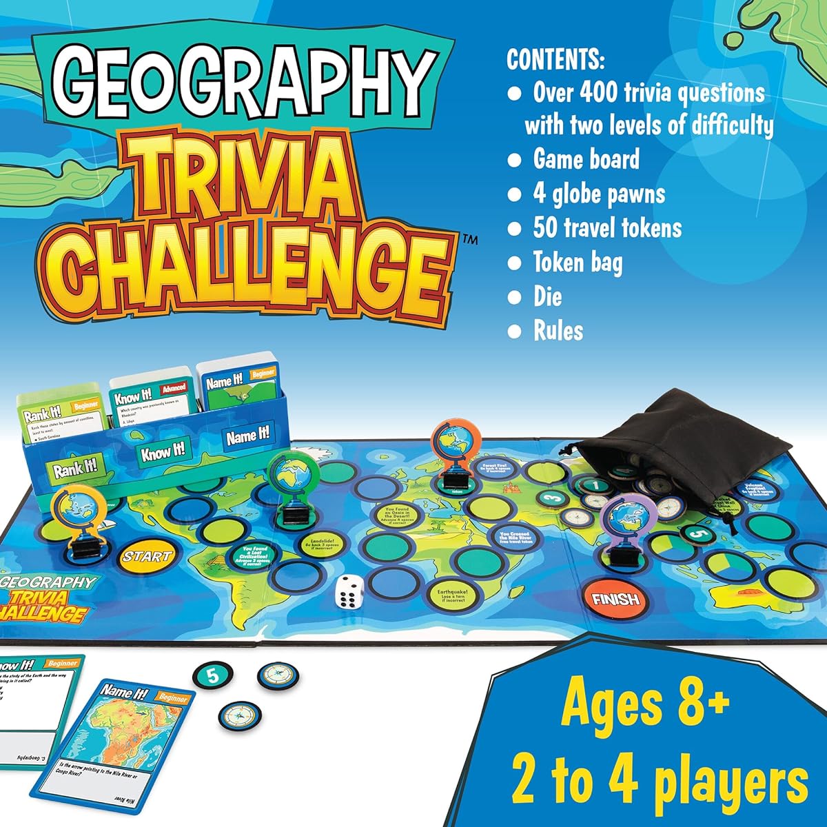 MindWare Geography Trivia Challenge Game - Educational & Fun Game for Family & Kids Ages 8+