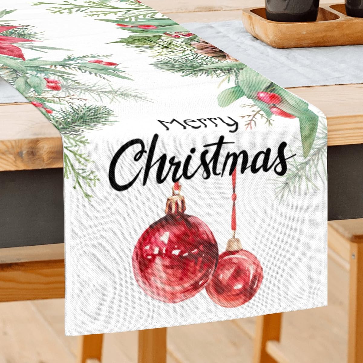 Christmas Table Runner - Rustic Merry Christmas Table Runner Farmhouse Kitchen Dining Table Decor for Indoor Outdoor Home Holiday Party Decor 13 x 72 Inch (13 x 72 Inch)