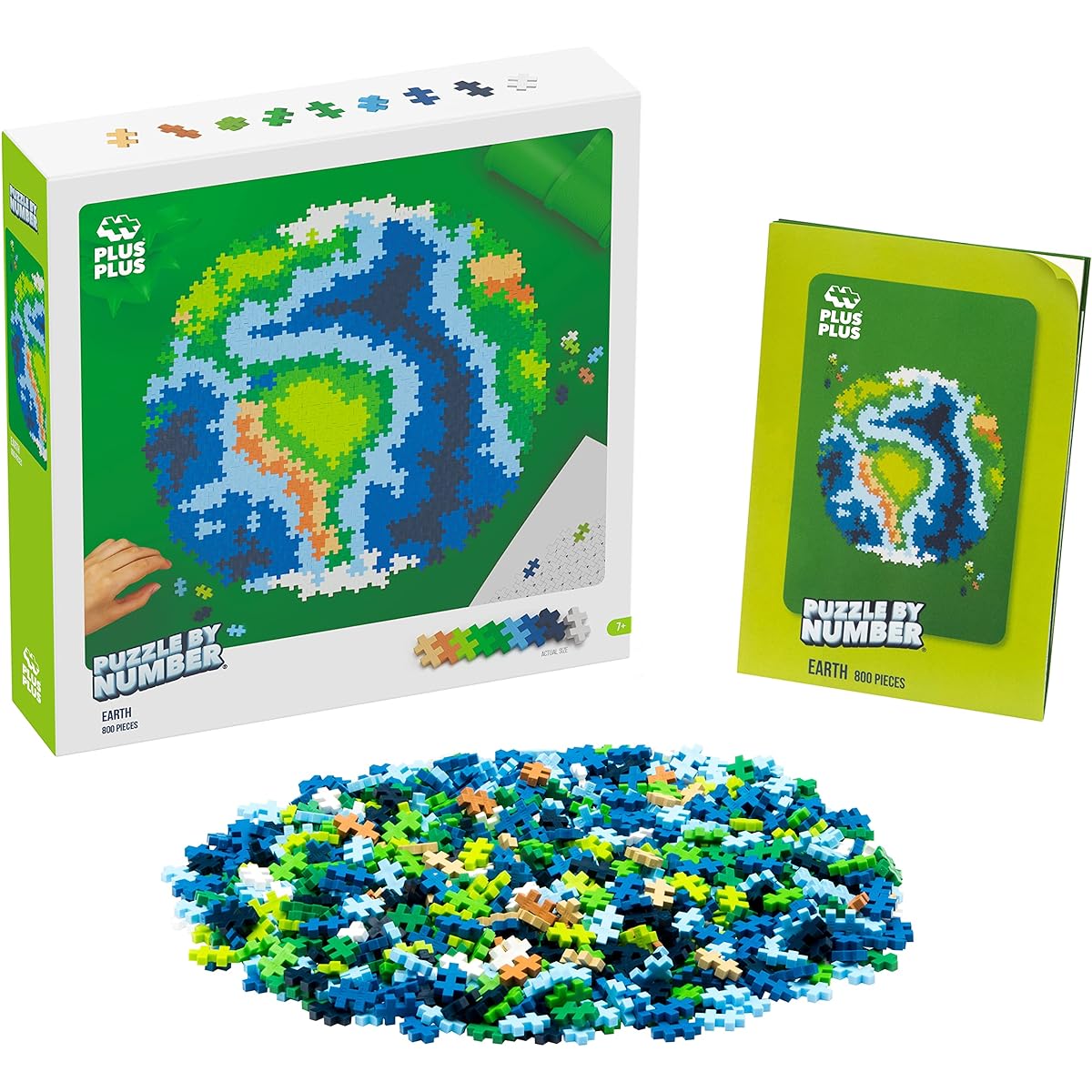 PLUS PLUS - Puzzle by Numbers - 800 Piece Earth - Construction Construction Stem/Steam Toy Interlocking Mini Puzzle Blocks for Kids