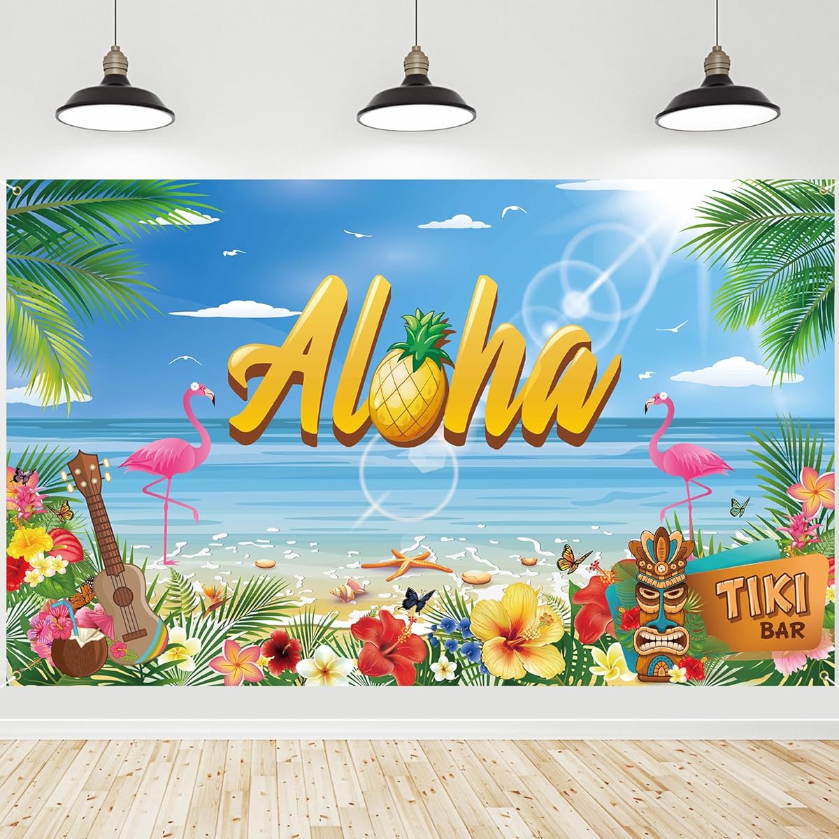 Roetyce Hawaiian Party Decorations Luau Party Decorations Hawaii Beach Aloha Backdrop Banner Hawaiian Theme Birthday Party Supplies Summer Tiki Flamingo Aloha Baby Shower Decor Photo Background