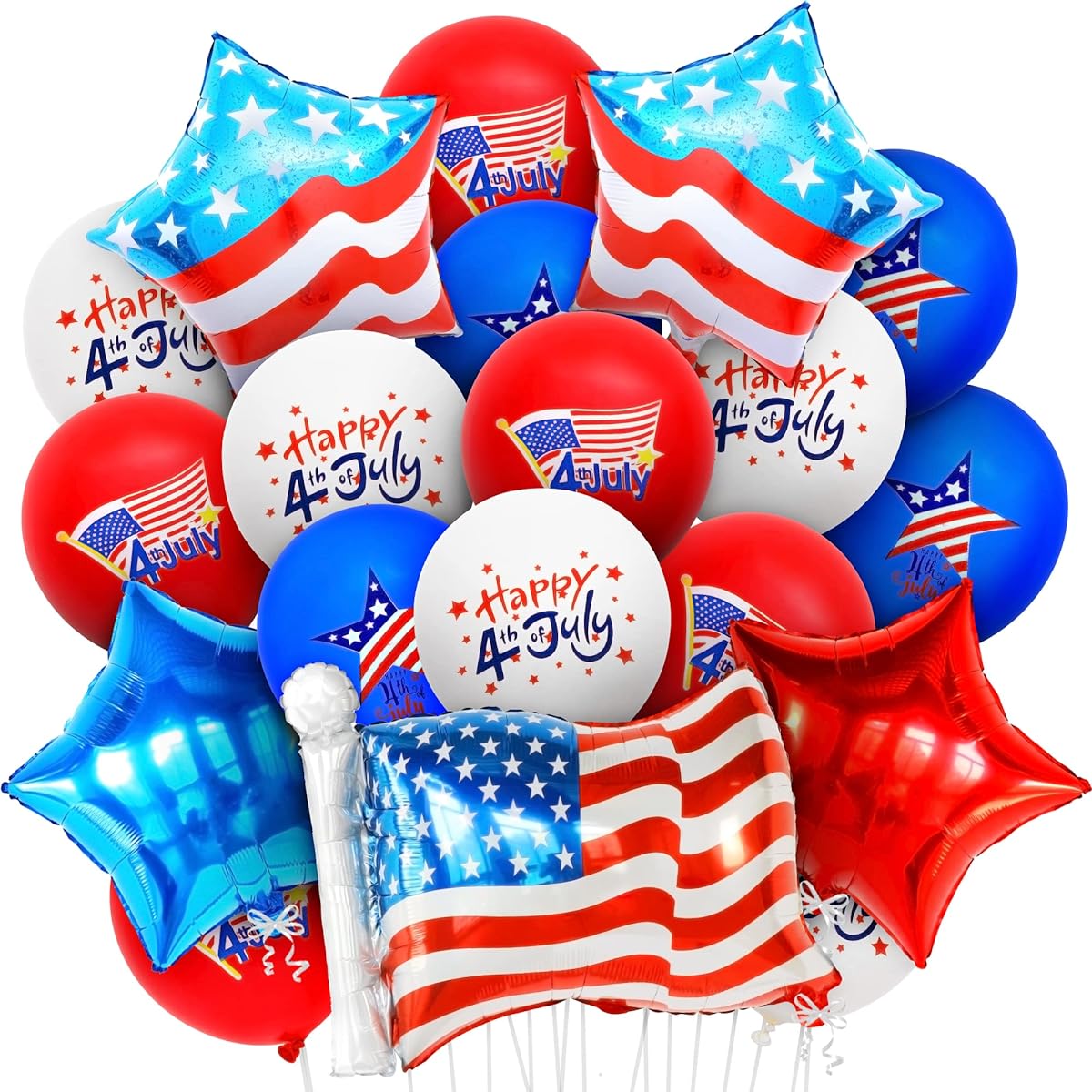 KatchOn 4th of July Balloon Set - 26 Pack | American Flag Balloons for 4th of July Decorations | 4th of July Party Decorations | Patriotic Balloons for 4th of July Decorations