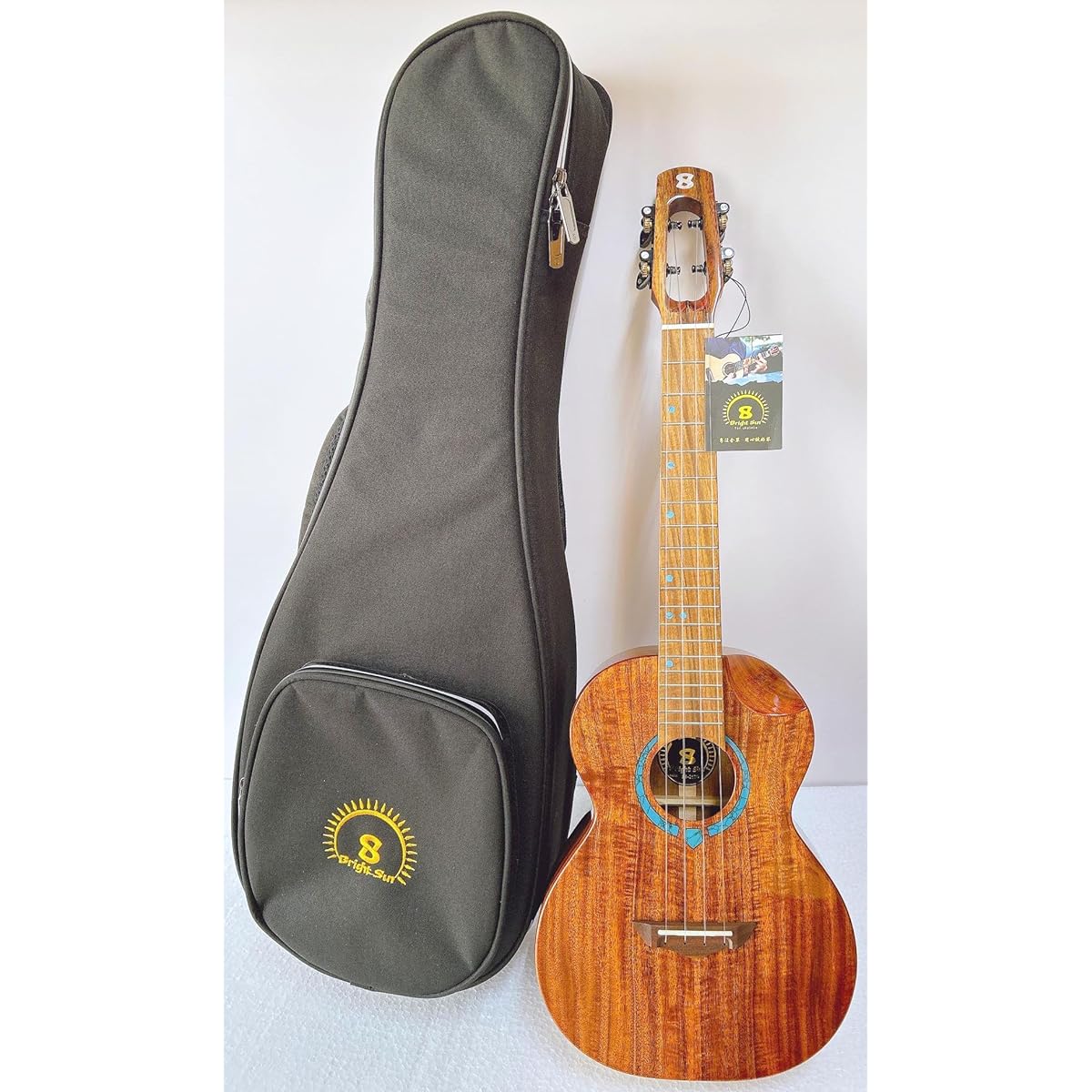 Bright Sun Solid Acacia Koa Wood Tenor Cutaway Ukulele