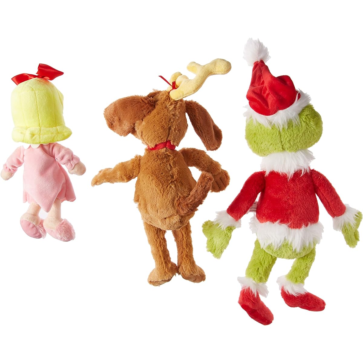 Aurora Dr. Seuss Cindy Lou Who 12", Grinch Santa 19" & His Dog Max 18" Christmas Special Plush Set of 3