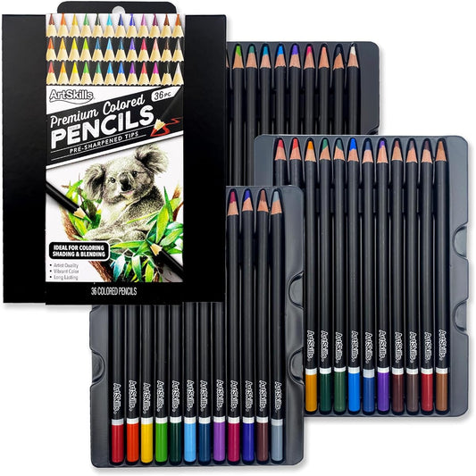 ArtSkills Premium Colored Pencil Set of 36 - Soft Core Artist Colored Pencil Set for Adult Coloring, Drawing, Blending & Sketching - 36 Vibrant Colors