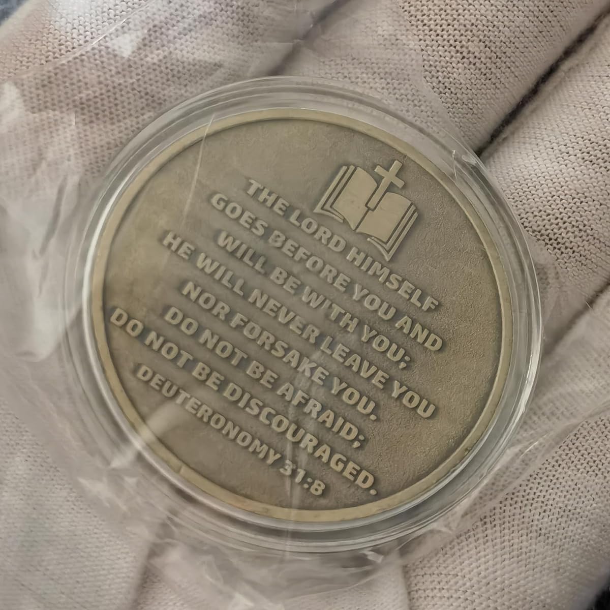 Rooted in Christ The Lord is My Rock, My Fortress, My Deliverer Faith-Based Christian Challenge Coin Bible Verse Gift (Pack of 10)