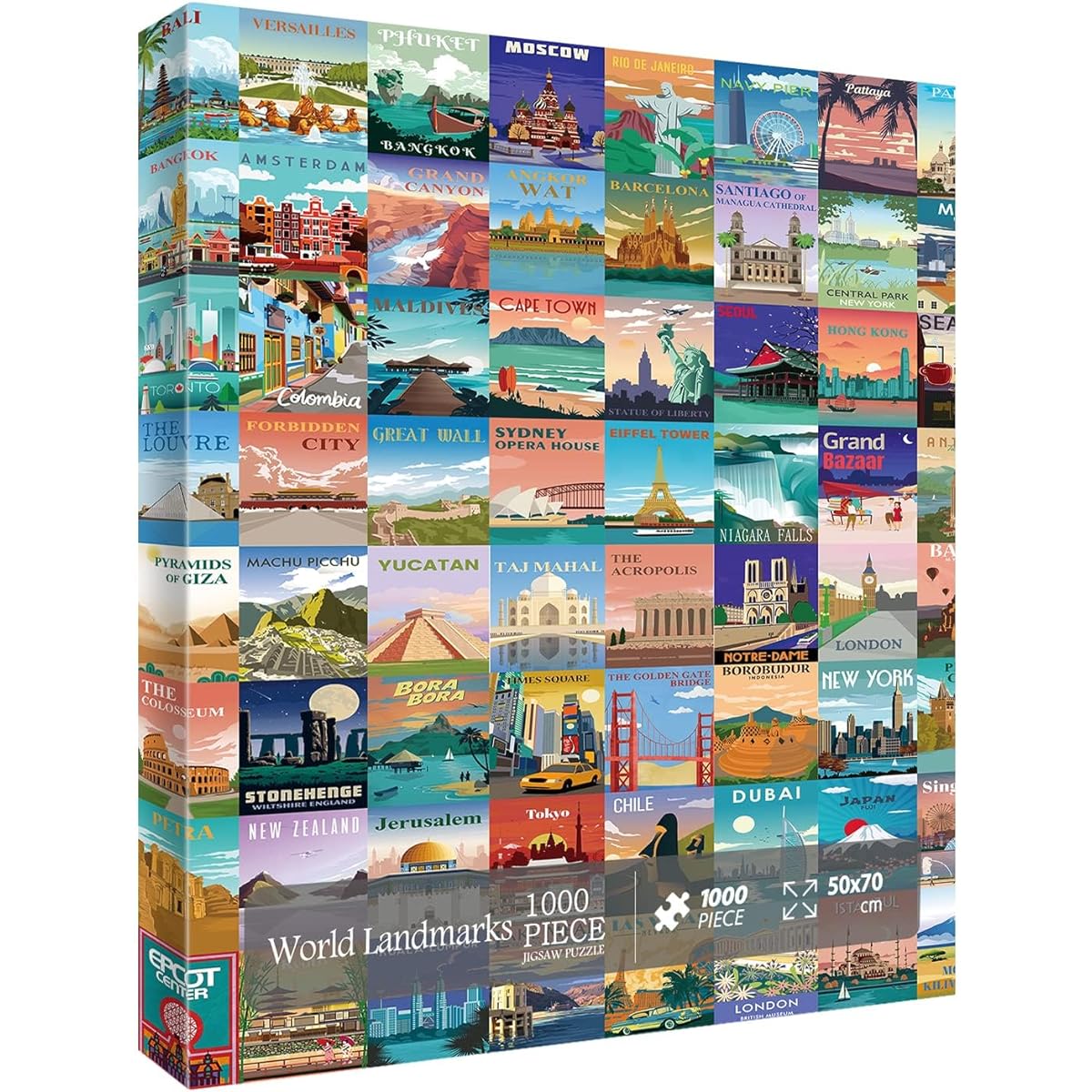 World Landmarks Travel Puzzle 1000 Piece Adult Scenery Scenery Jigsaw Puzzle of the World's Most Visited Tourist Attractions Travel City Scenery Poster Jigsaw Puzzle