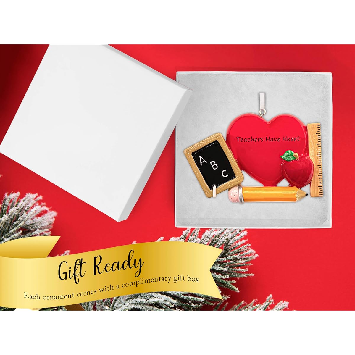 UniqXmas Personalized Teacher Christmas Ornament - Free Customization | Teacher Heart Decoration Christmas Tree - Teacher Keepsake Best Appreciation Gift