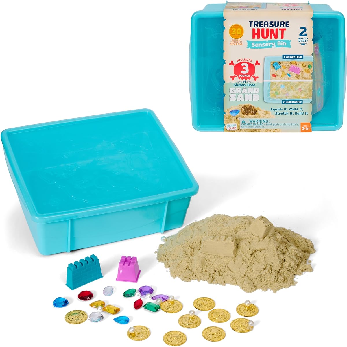 Chuckle & Roar – Treasure Hunt Sensory Bin – Tactile Learning – Fun for Toddlers – Hands-on Activities – Kindergarten Level Fun – Montessori Approved – Ages 3+