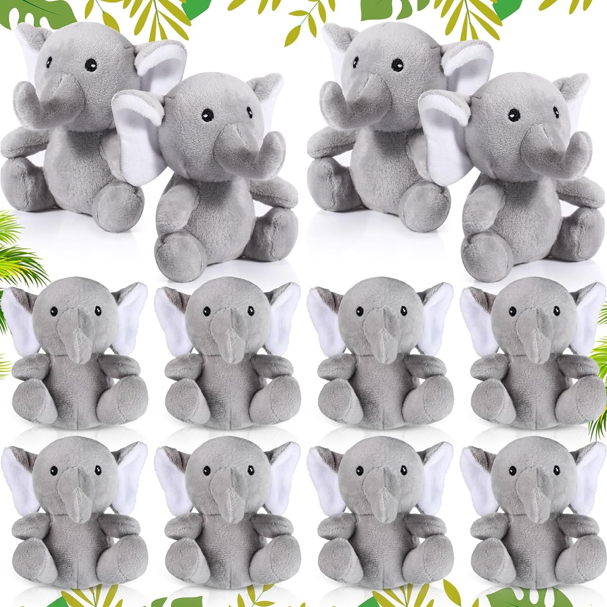 Jenaai 12 Pieces Elephant Stuffed Animal Stuffed Elephant Boys Girls 4 Inch (Gray)