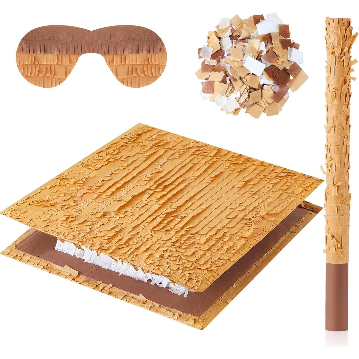 Foaincore Smores Pinata Birthday Pinata with Stick Bat Blindfold Confetti Lumberjack Theme Party Favors Camping Party Decorations Camp Adventure Baby Shower Photo Props 16.5 x 16.5 x 2.8 Inches