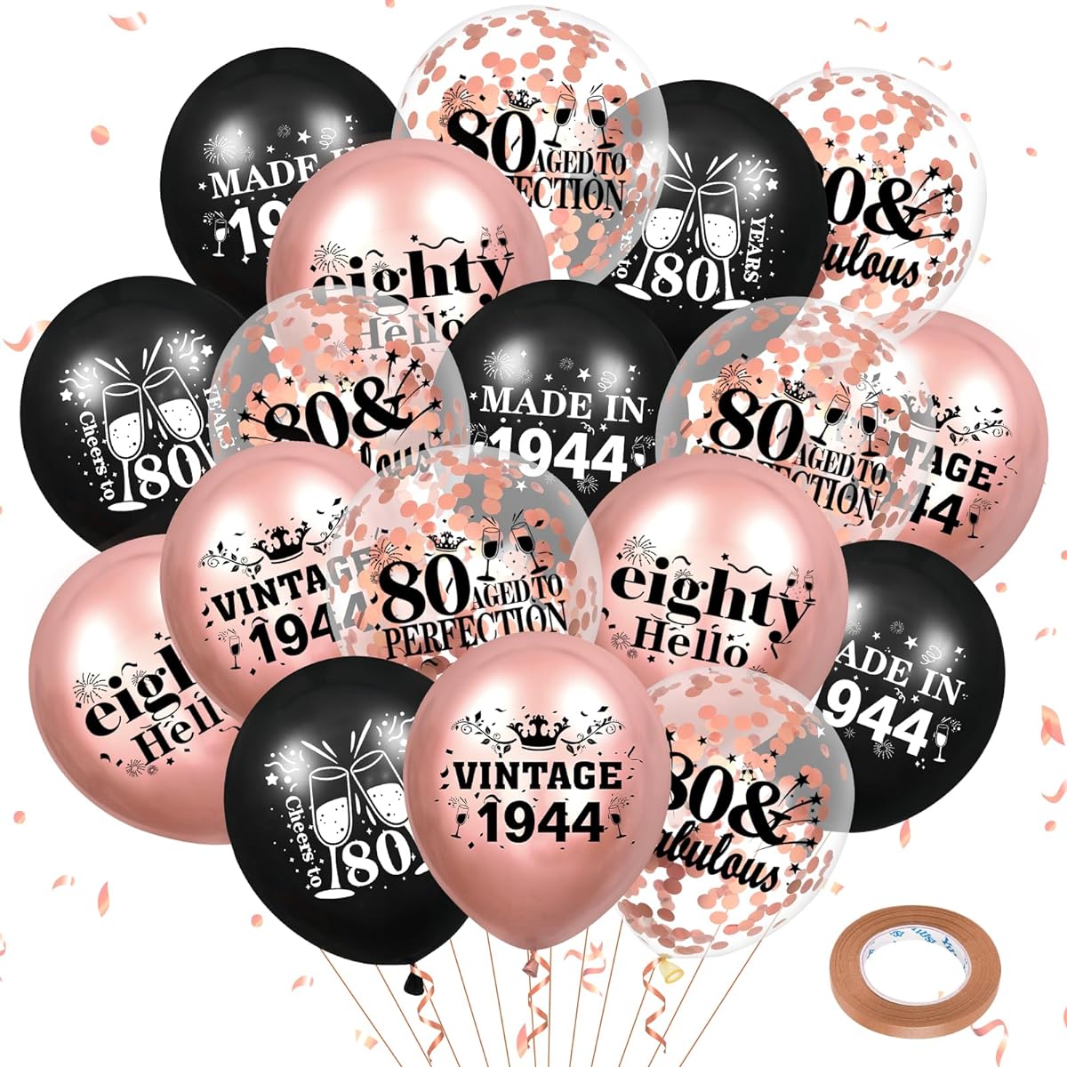 Rose Gold 80th Birthday Balloon