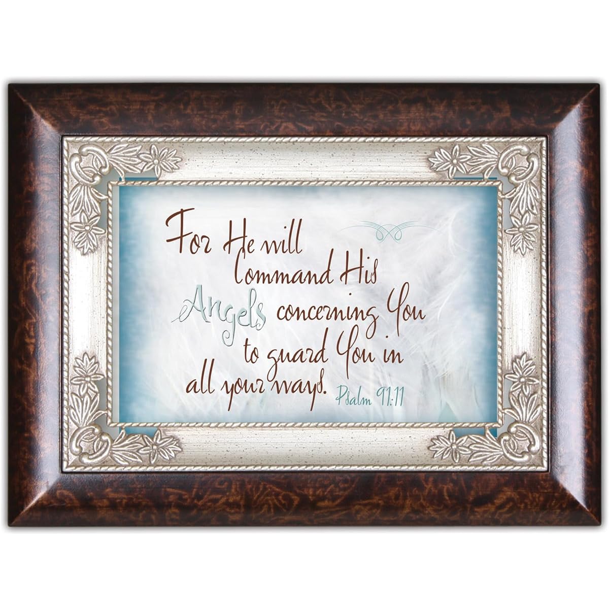 Angels Guard You Psalm 91:11 Italian Design Jewelry Music Box Plays Amazing Grace
