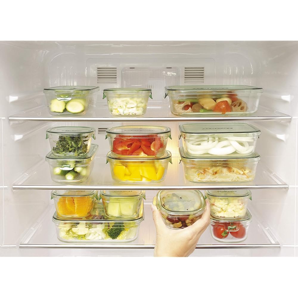 iwaki Heat Resistant Glass Storage Container Square Pack & Microwave Set of 11 White 200ml x 4 / 450ml x 2 / 500ml x 2 / 800ml x 2 / 1200ml x 1 PS-PRN-11W