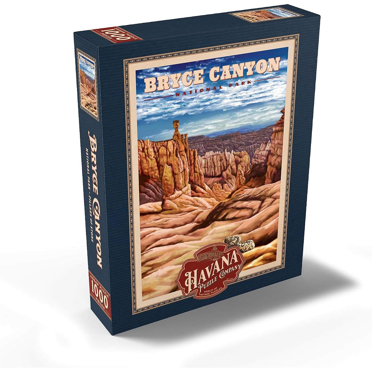 Bryce Canyon National Park - Stone Pillars Vintage Travel Poster - Premium 1000 Piece Jigsaw Puzzle for Adults