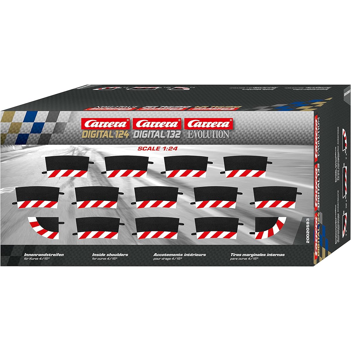 Carrera - track and accessory for circuit - 20020593 - 1/24 and 1/32 - Carrera Evolution - Carrera Digital 132 and 124 - Interior edges for 1/30° curves (6), end caps (2)