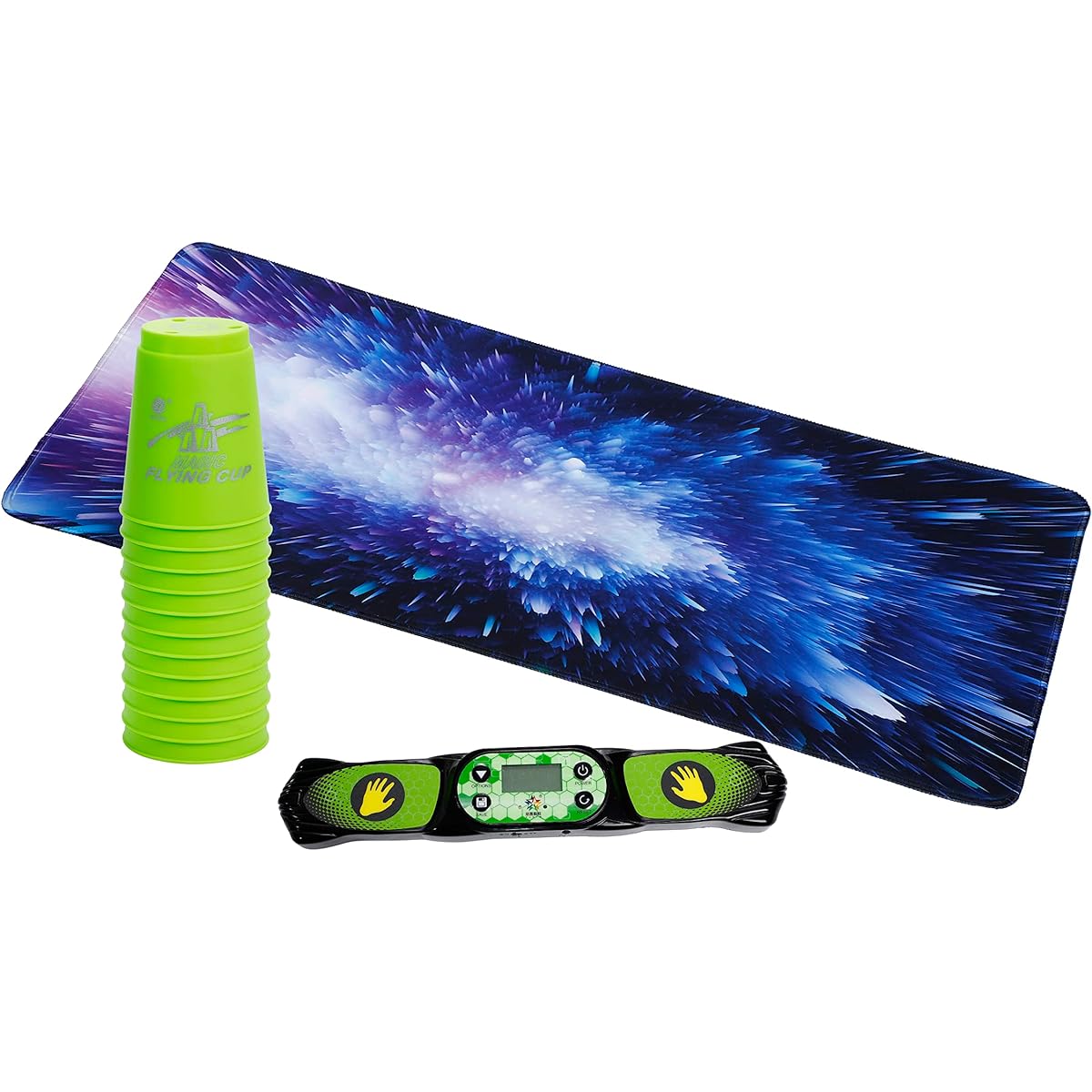 Felizly Sports Stacking Cups 12 Pieces [Mat with Timer] (Green)