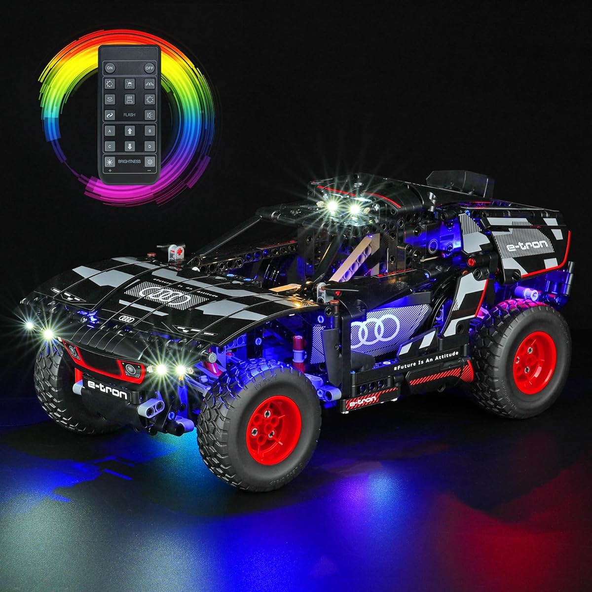 DALDED LED Lighting Kit for Lego Audi RS Q e-tron 42160, LED Lights Compatible with Lego 42160 Building Blocks Model (Remote Control Version)